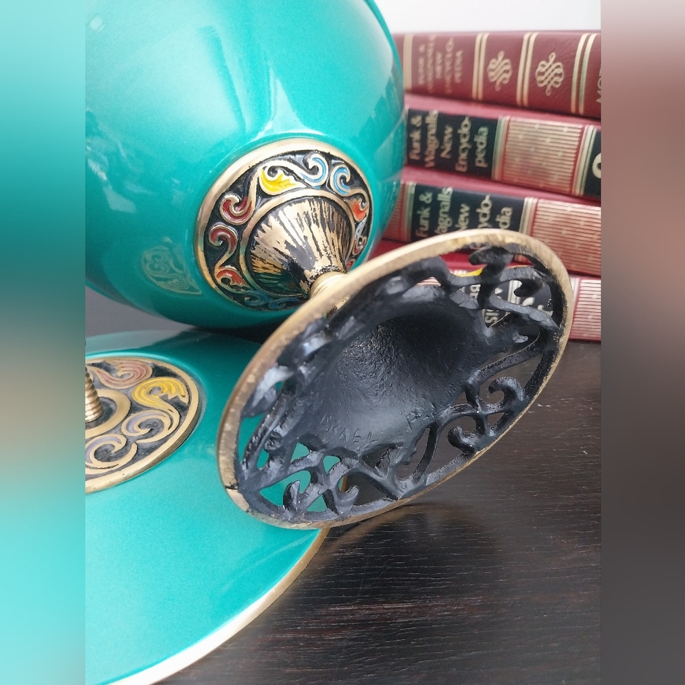 Elegant Teal and Gold Decorative Bowl - Picture 7 of 7